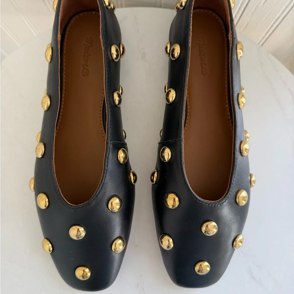 Madewell The Mylie Ballet Flat in Stud Embellished Leather NIB - Picture 4 of 10